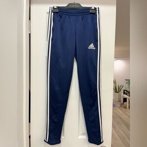Adidas Climacool Youth Soccer Navy Blue Track Pants 3 White Stripes Joggers
